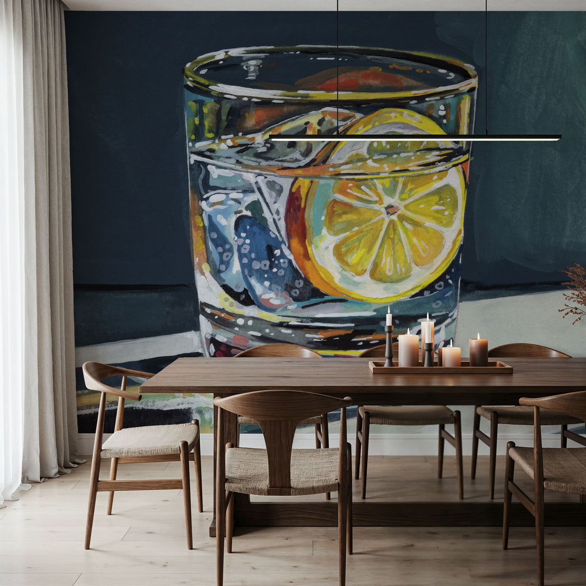 Clear Cocktail with Lemon Mural Wallpaper - room preview 02