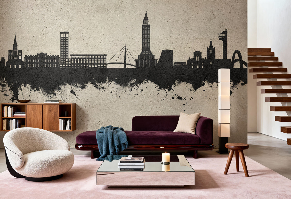 Le Havre France Skyline Concrete Mural Wallpaper - room preview 02