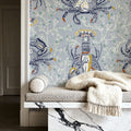 Lobster and Crab Coastal Nostalgia, Grey Mural Wallpaper - room preview 02