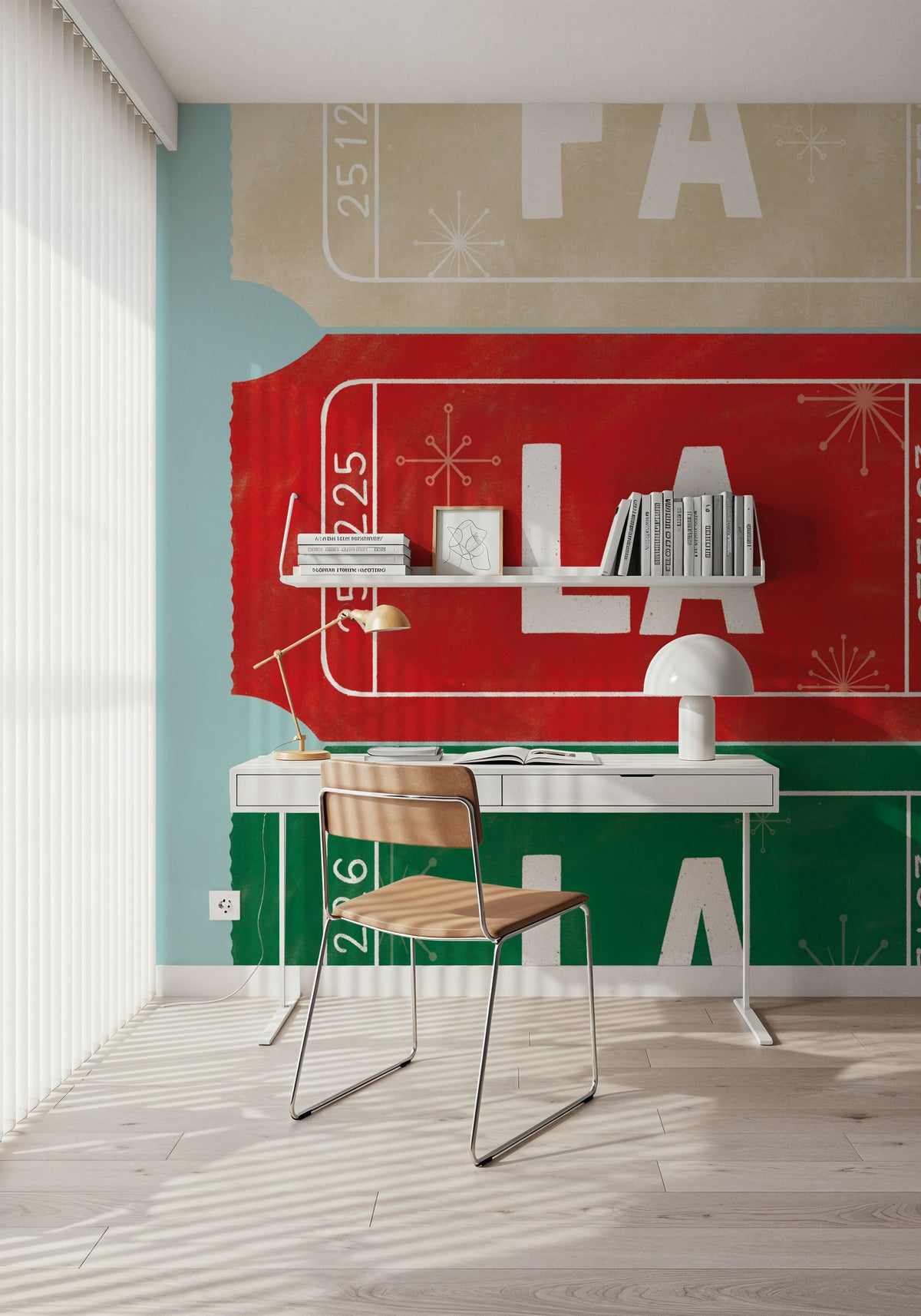 Ticket Stubs Christmas Mural Wallpaper - room preview 02