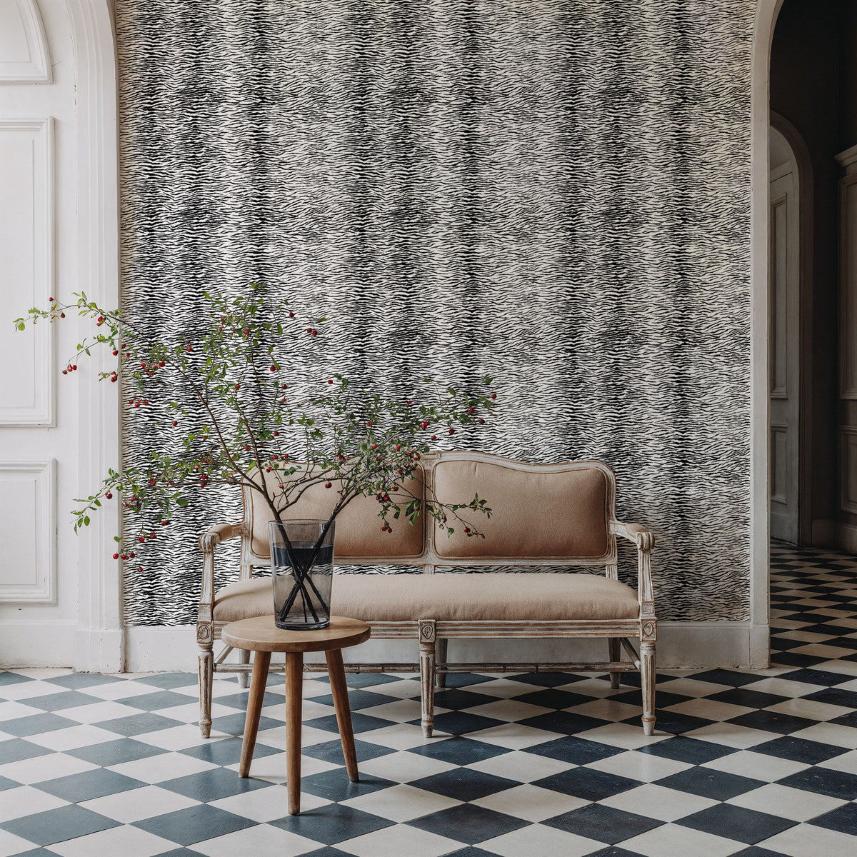 Panthera Tiger, White Mural Wallpaper - room preview 02