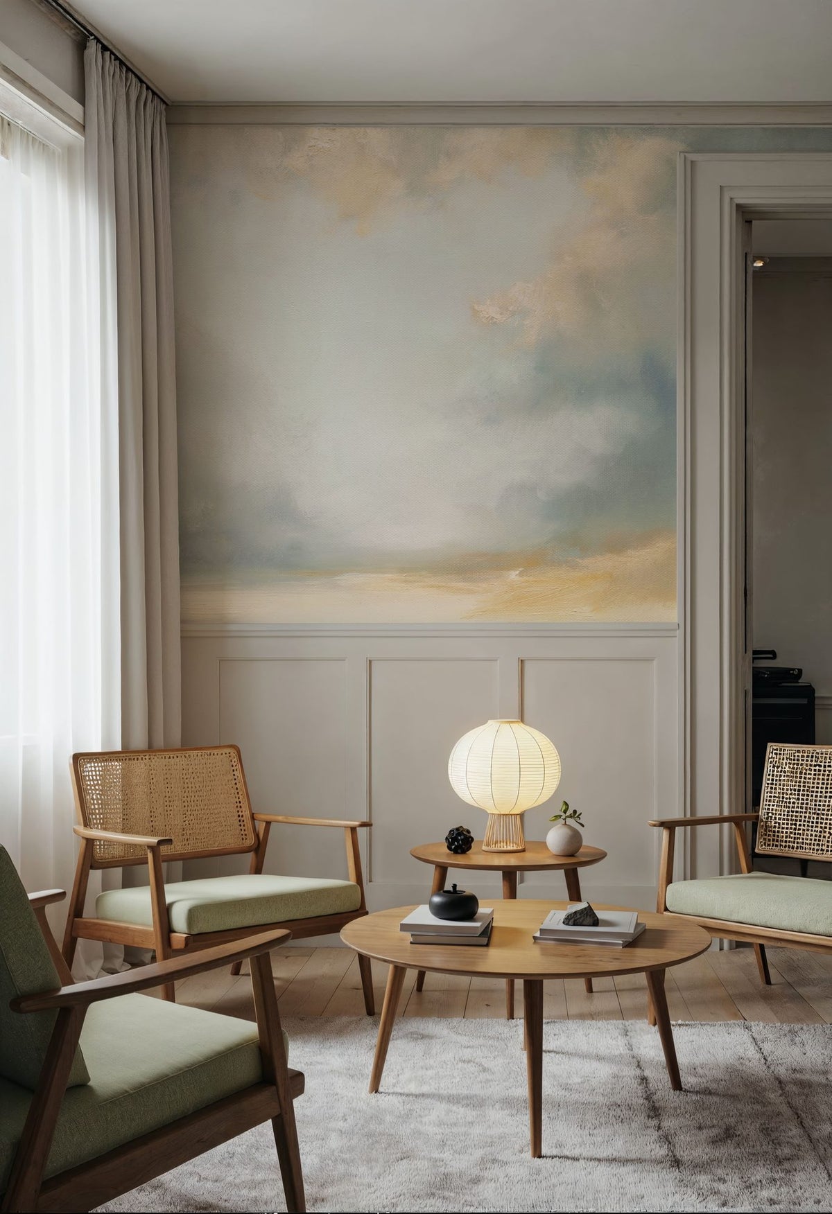 Shimmering Sea Gray Mural Wallpaper - room preview 02