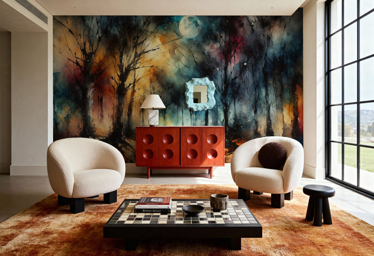 Moonlit Enchanted Forest Mural Wallpaper - room preview 02