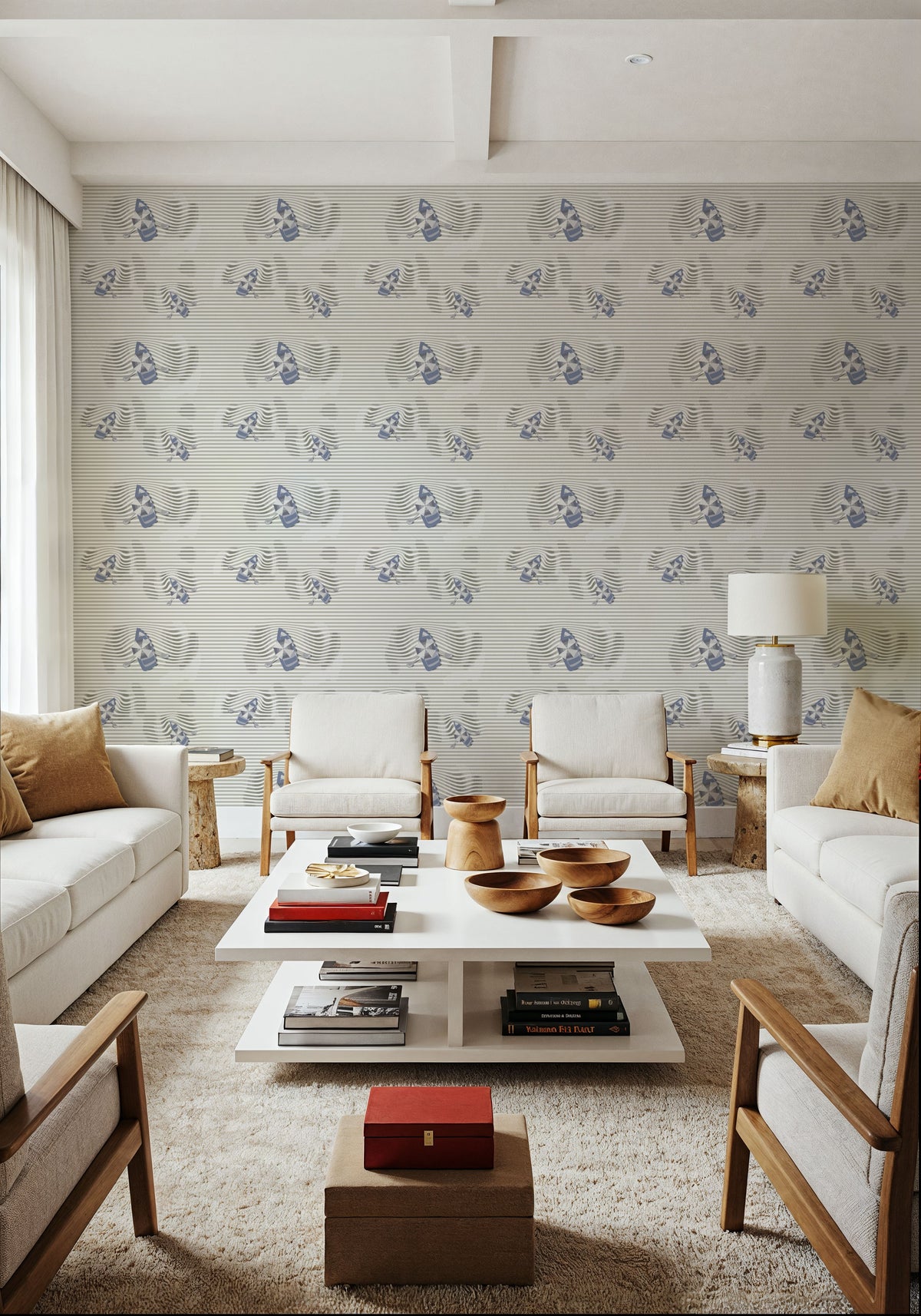 Lazy Paddle, Pewter Mural Wallpaper - room preview 02