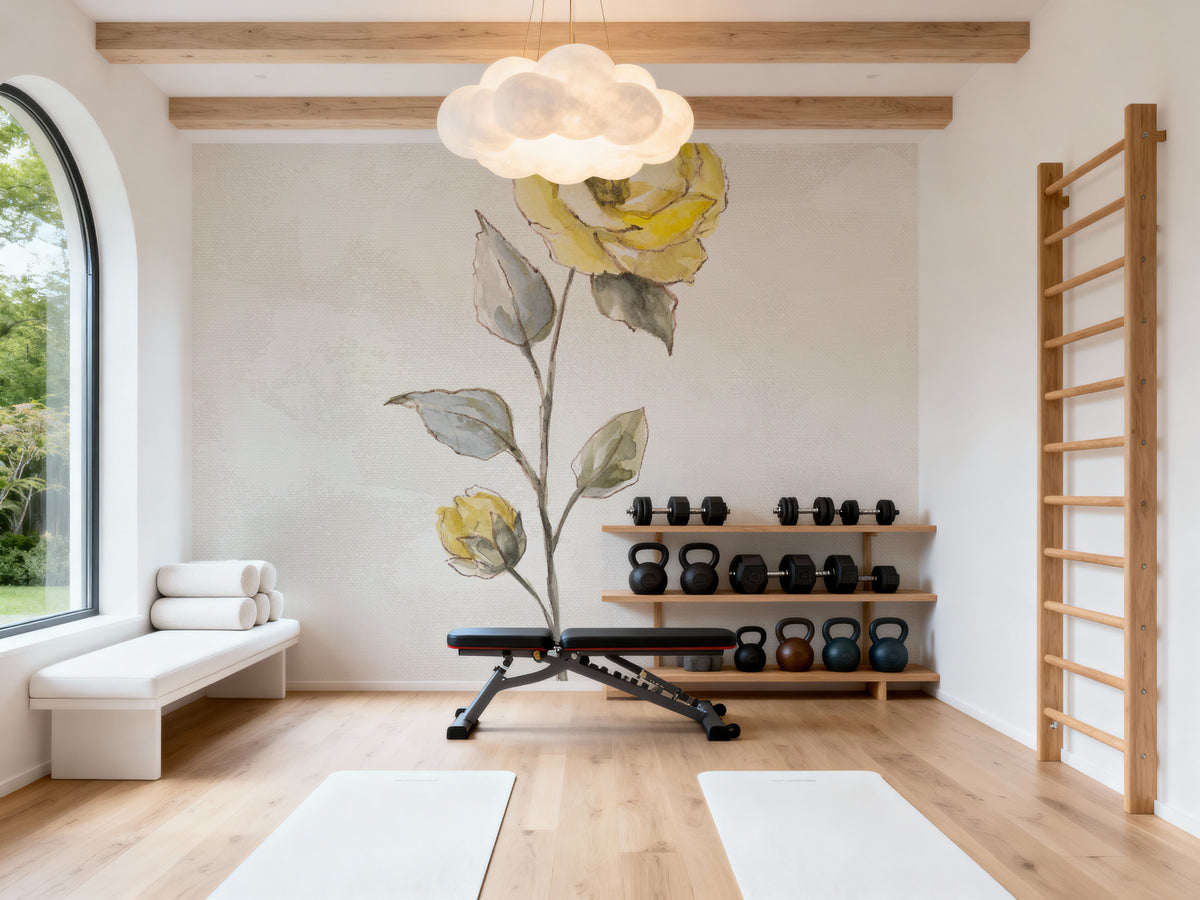 Sunny Roses Flower I Mural Wallpaper - room preview 02