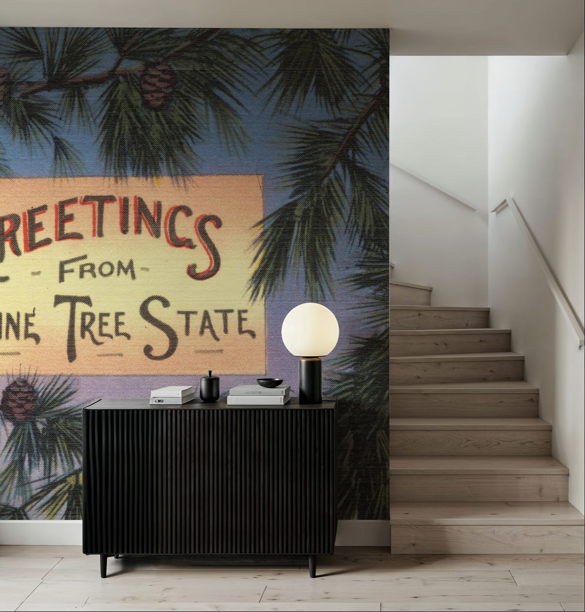 Greetings From Pine Tree State Mural Wallpaper - room preview 02