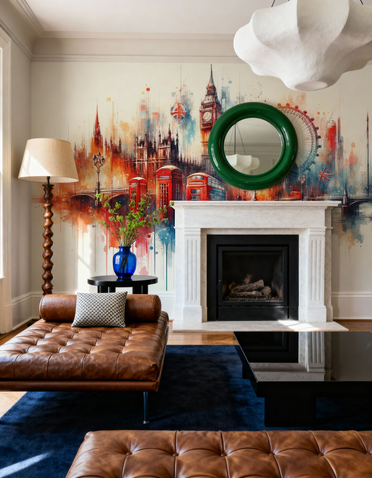 Watercolor London Skyline Mural Wallpaper - room preview 02
