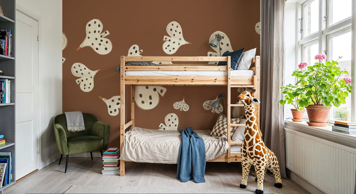 Birds Flying High, Mocha Mural Wallpaper - room preview 02