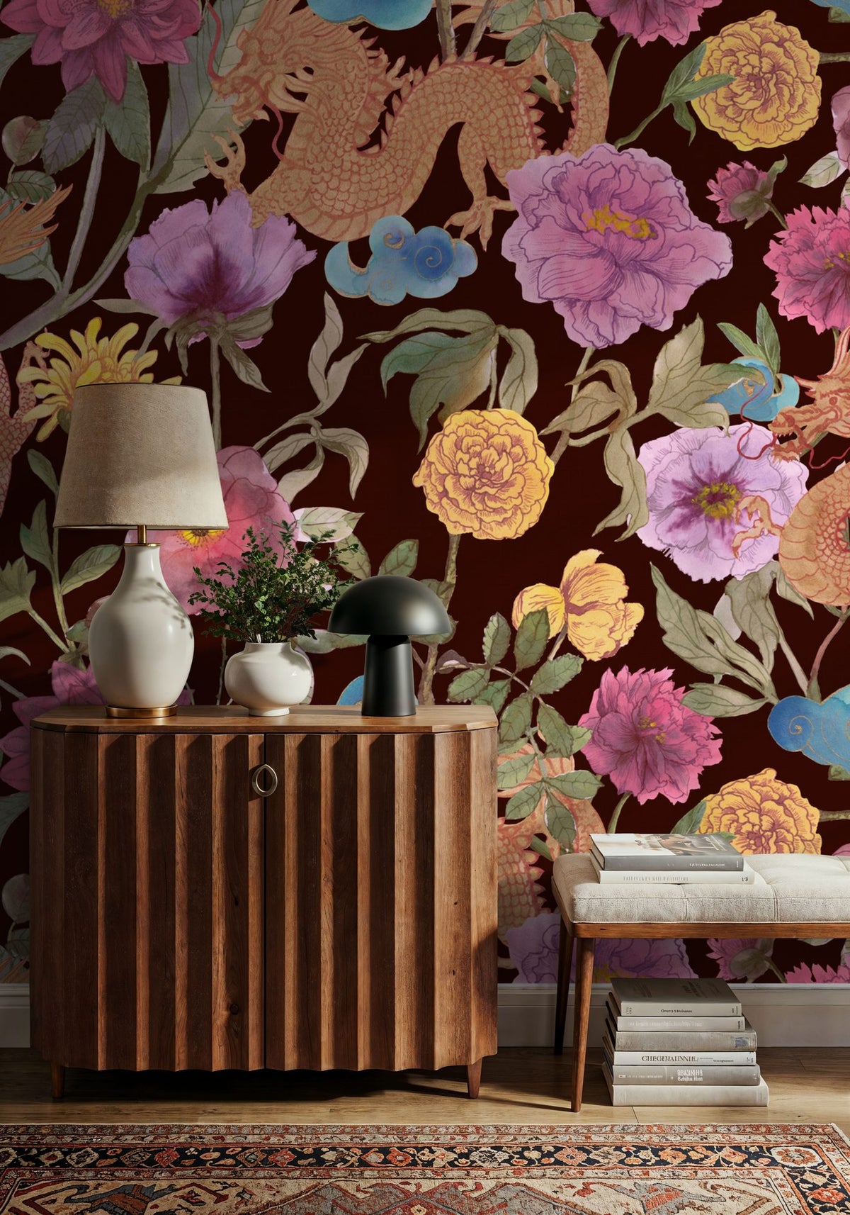 Dragon Bloom Mural Wallpaper - room preview 03