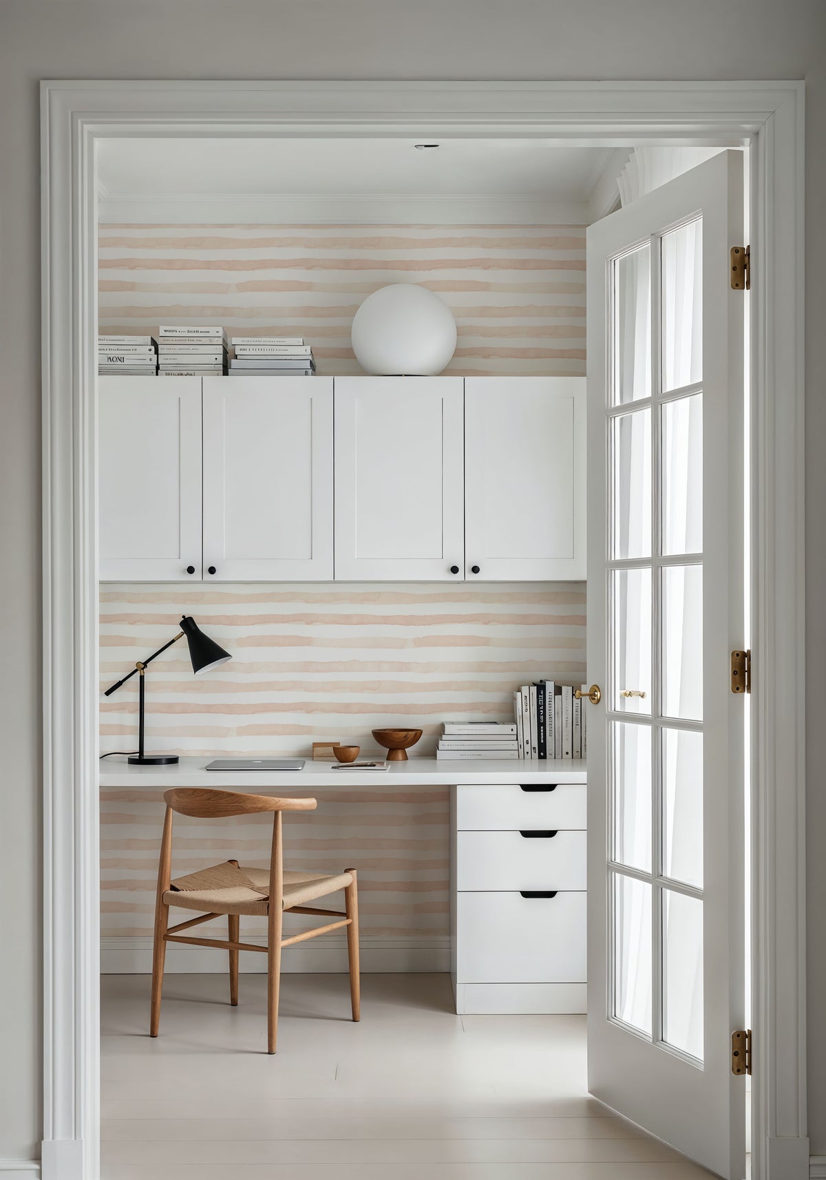 Watercolor Stripes Peach Mural Wallpaper - room preview 02