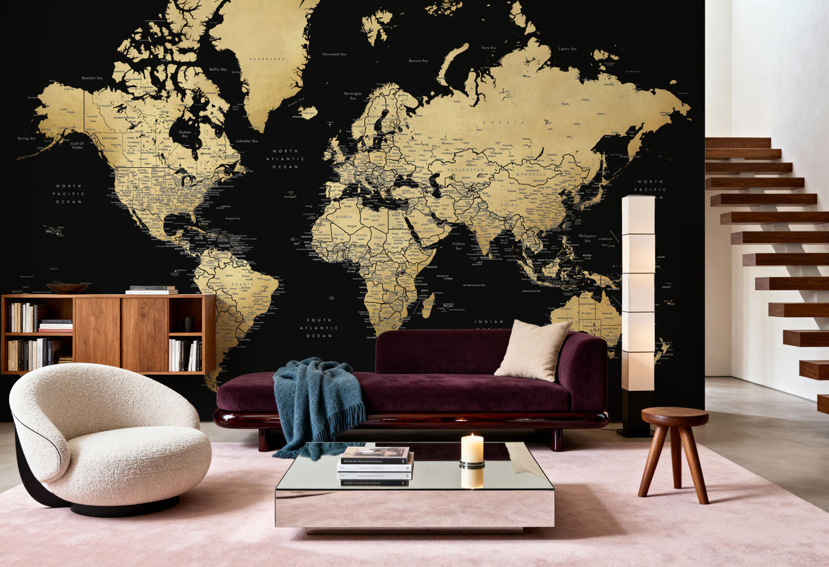 World Map Cities - Eleni Mural Wallpaper - room preview 02