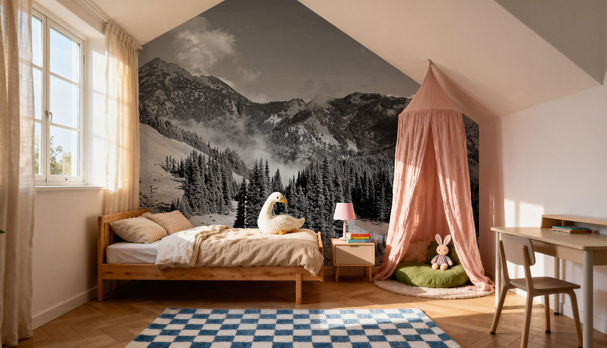 Olympic Mountains Mural Wallpaper - room preview 02