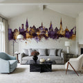 Lüneburg Germany Skyline Purple & Gold Mural Wallpaper - room preview 02