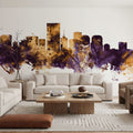 Richmond Virginia Skyline Purple & Gold Mural Wallpaper - room preview 02