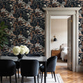Whispers of the Mountain Pattern, Midnight Mural Wallpaper - room preview 02
