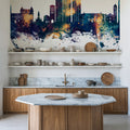 Grenoble Skyline Blue & Bronze Mural Wallpaper - room preview 02
