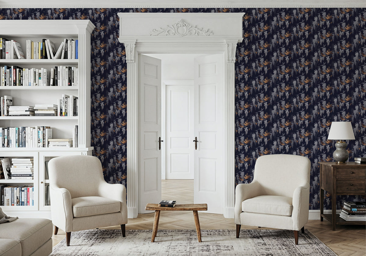 Elegant Birds Pattern Mural Wallpaper - room preview 02
