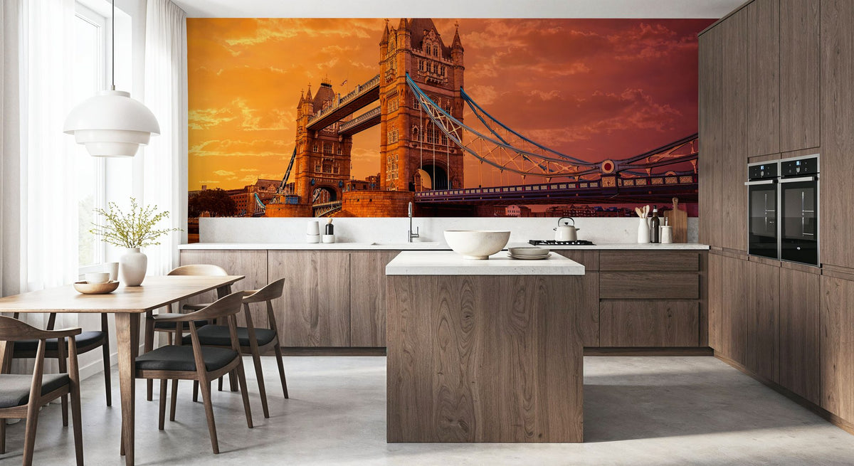 London Bridge Sunset Mural Wallpaper - room preview 02