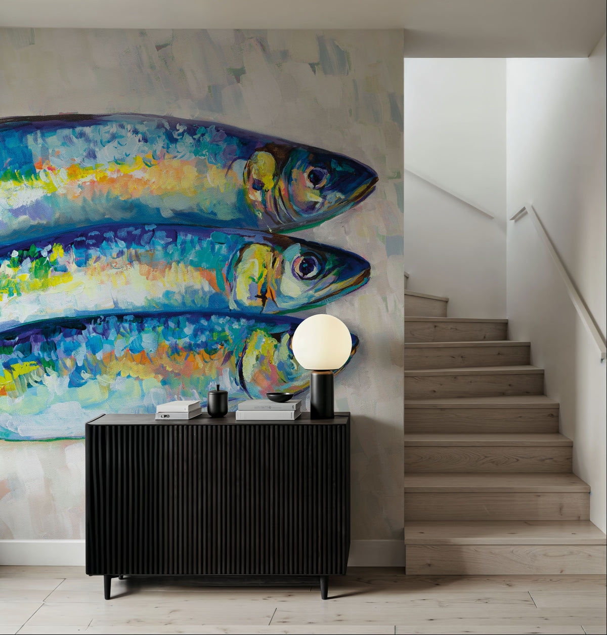 Fish Trio Mural Wallpaper - room preview 02
