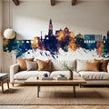 Córdoba Spain Skyline Blue & Bronze Mural Wallpaper - room preview 02