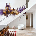 Reims France Skyline Purple & Gold Mural Wallpaper - room preview 02