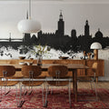 Stockholm Skyline Black & White Mural Wallpaper - room preview 02