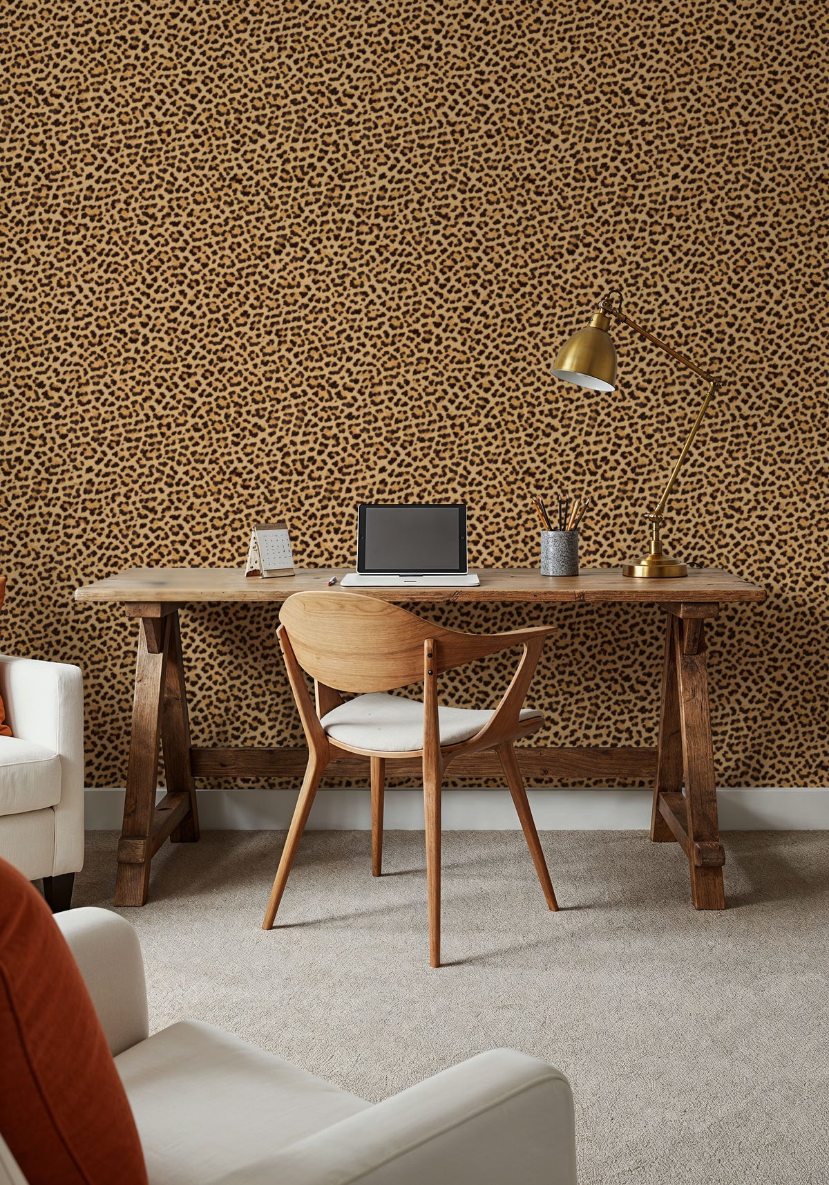 Leopard Fur Texture No.I Mural Wallpaper - room preview 02