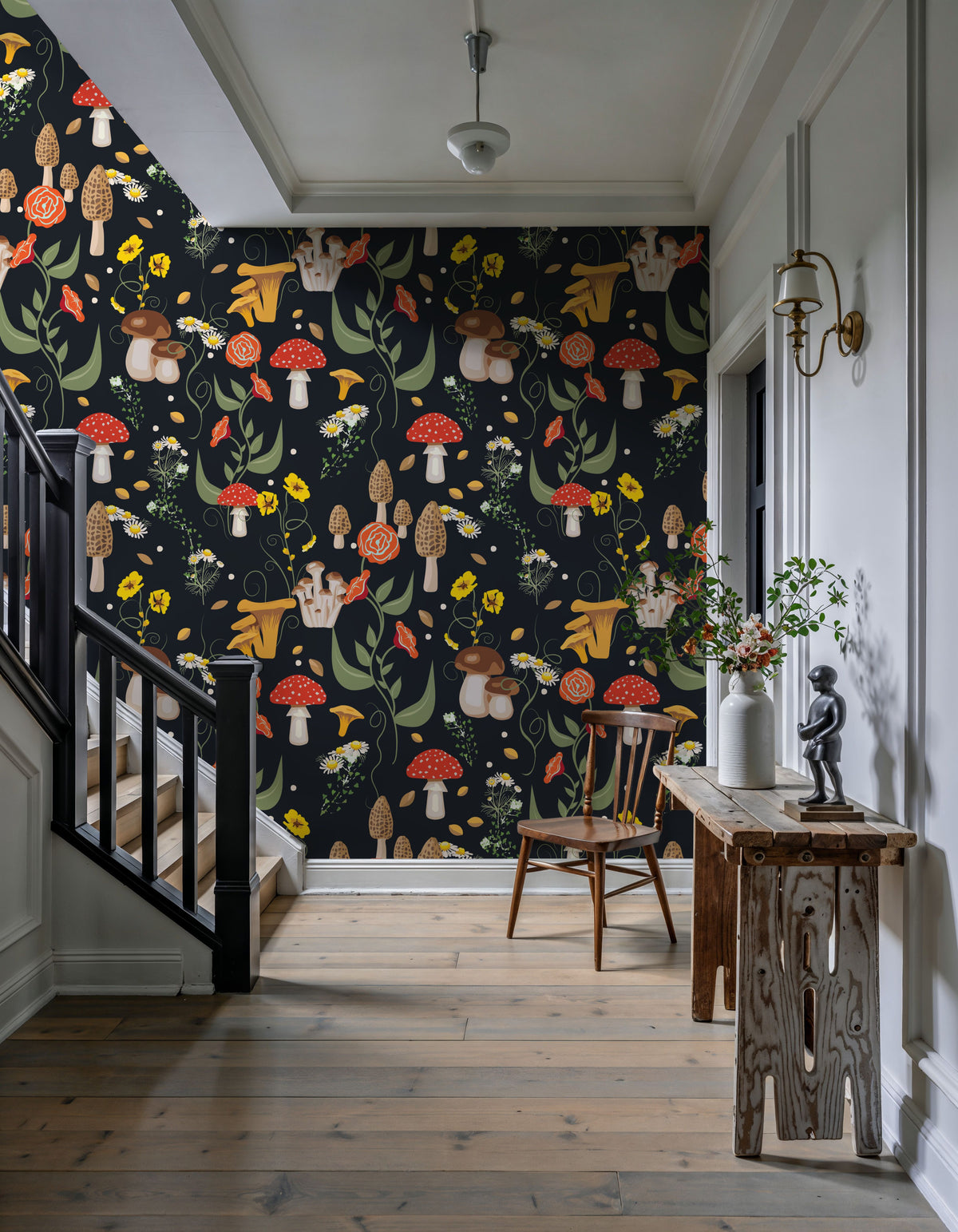 Mushroom Magic, Midnight Mural Wallpaper - room preview 02
