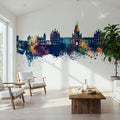 Egham England Skyline Blue & Bronze Mural Wallpaper - room preview 02