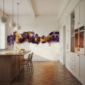 Milton Keynes England Skyline Purple & Gold Mural Wallpaper - room preview 02