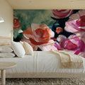 Moody Peonies Mural Wallpaper - room preview 02