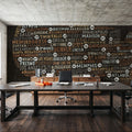 US City Map Black Mural Wallpaper - room preview 02