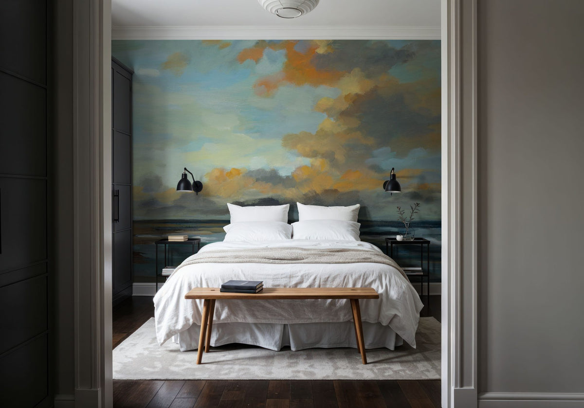 Sunset Oceanside Mural Wallpaper - room preview 02