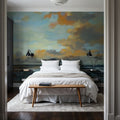 Sunset Oceanside Mural Wallpaper - room preview 02