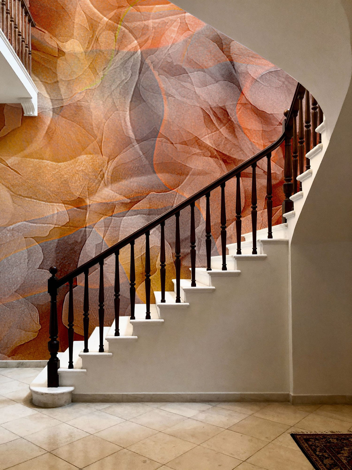 Sunset Floral Waves Mural Wallpaper - room preview 02