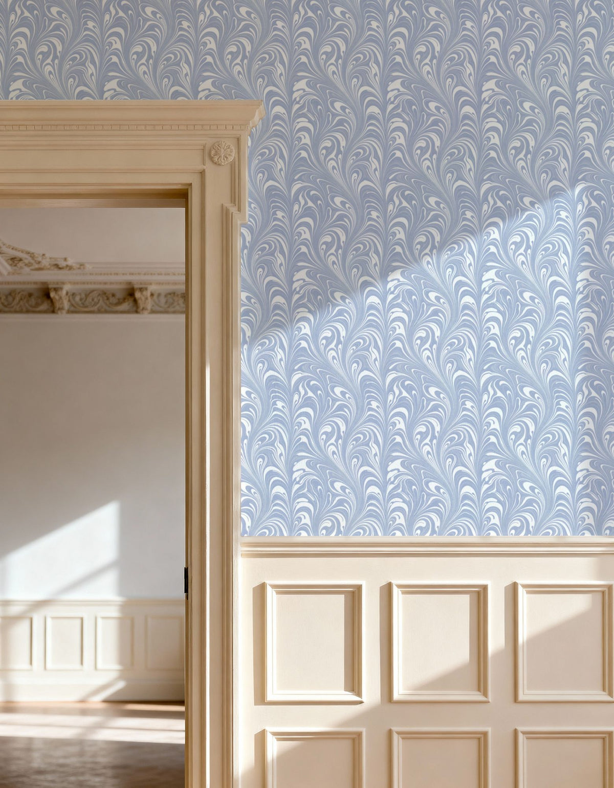 Marbelized Flow, Cloud Drift Mural Wallpaper - room preview 02