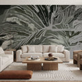 High Grunge Leaves Mural Wallpaper - Neutral Tone - room preview 02