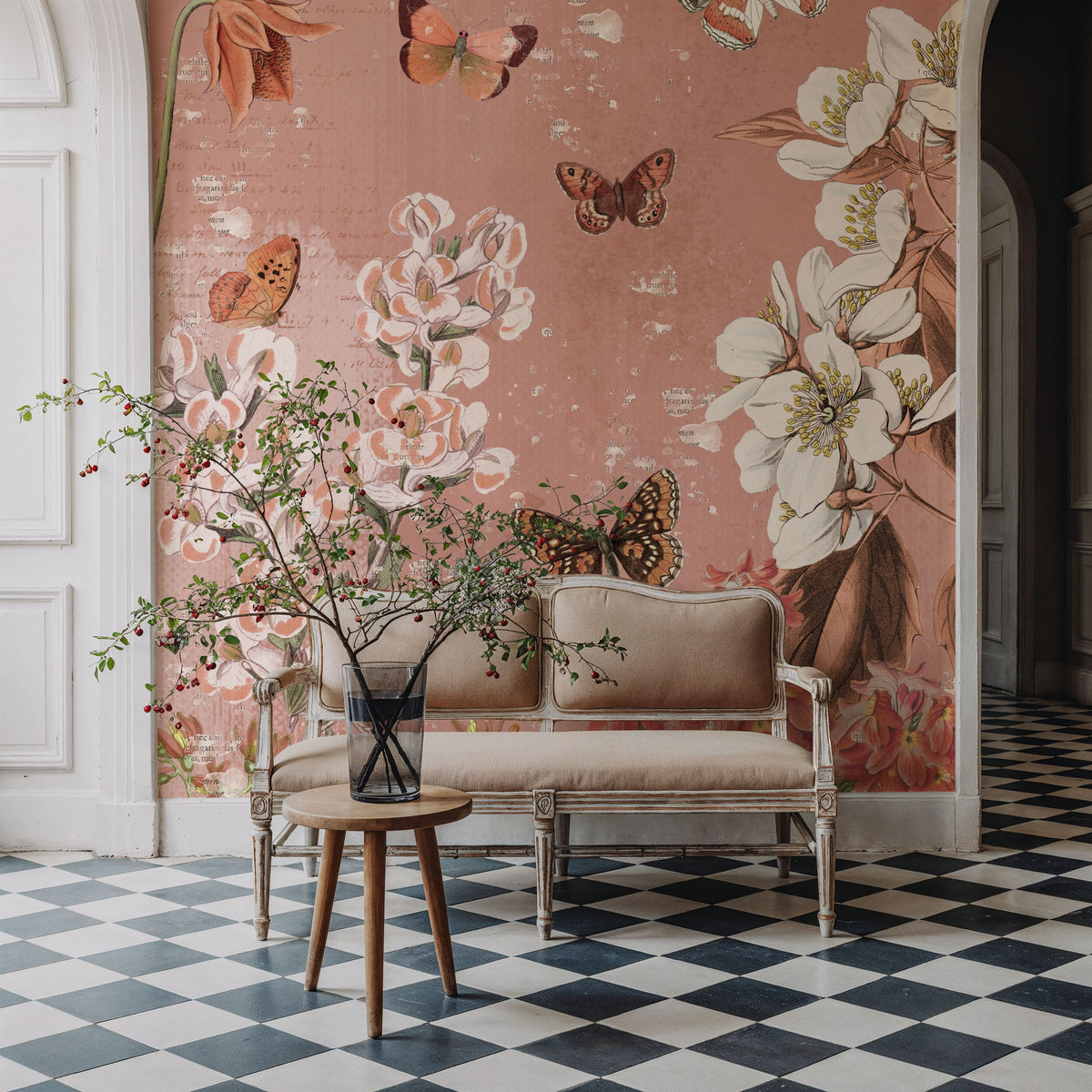 Flutter and Bloom III Mural Wallpaper - room preview 02