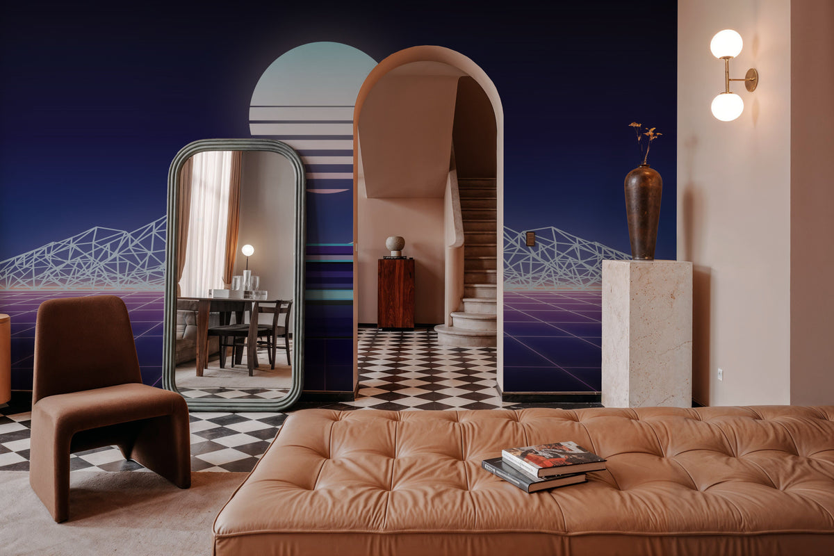 Retrowave Car Mural Wallpaper - room preview 02