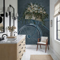 Vintage Bicycle with Florals Denim Mural Wallpaper - room preview 02