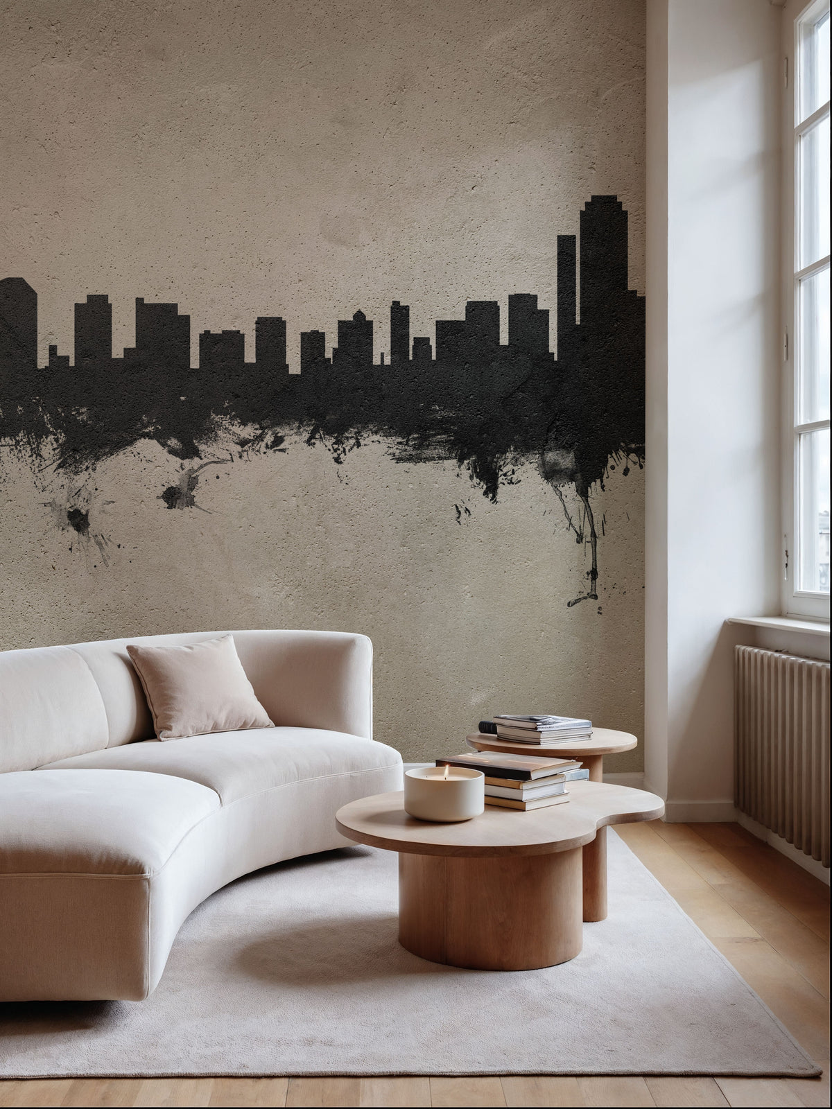 Wilmington Delaware Skyline Concrete Mural Wallpaper - room preview 02