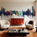 Rennes France Skyline Blue & Bronze Mural Wallpaper - room preview 02