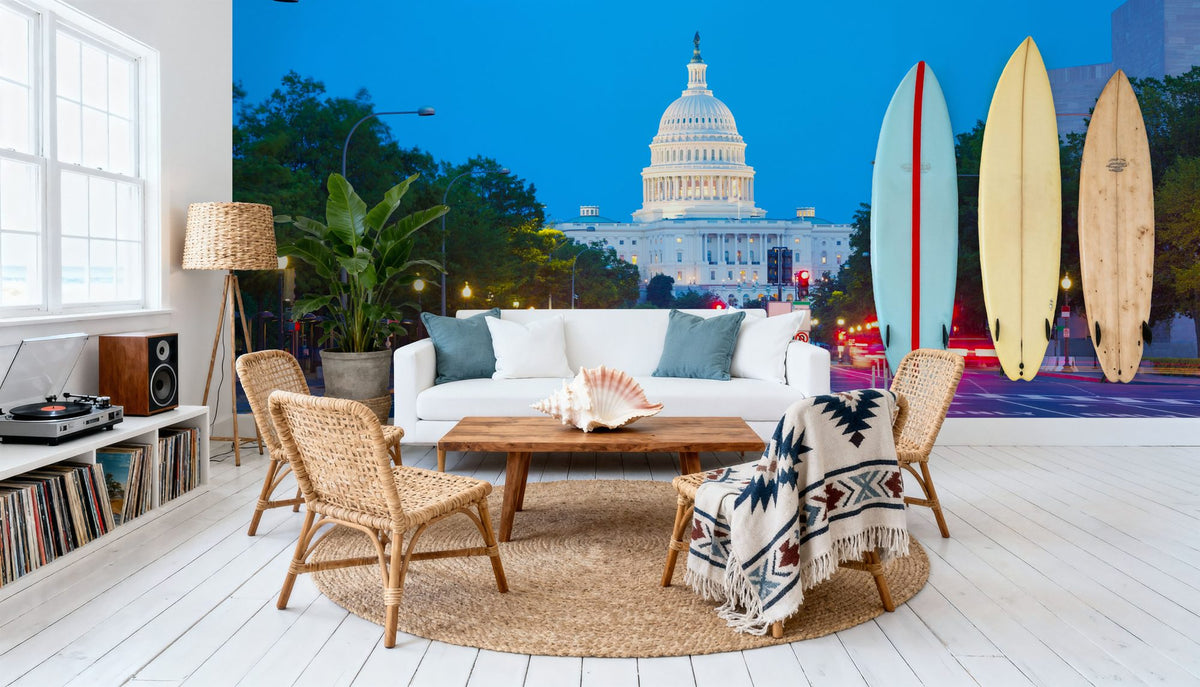 Capitol Sunset Mural Wallpaper - room preview 02
