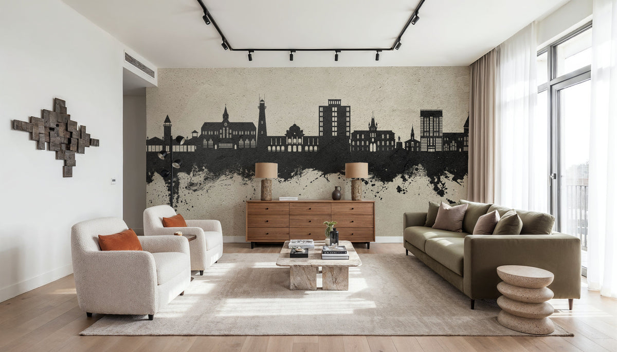 Georgetown Guyana Skyline Concrete Mural Wallpaper - room preview 02