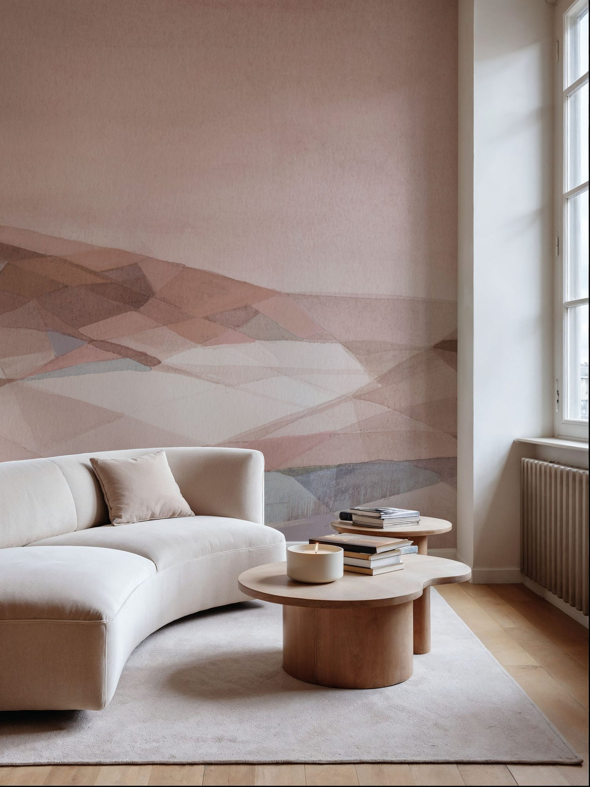 Warm Geometric Mountain Mural Wallpaper - room preview 02