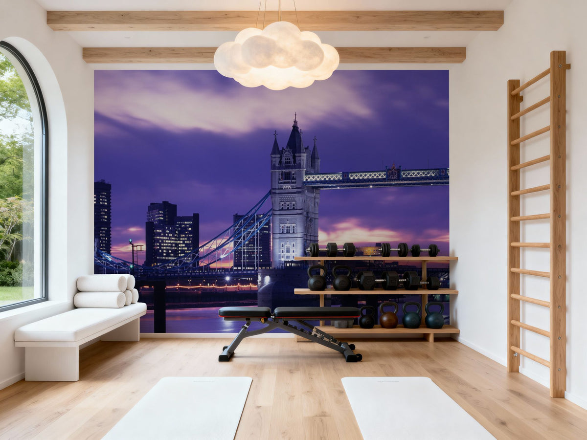 Purple Tower Bridge Twilight Mural Wallpaper - room preview 02