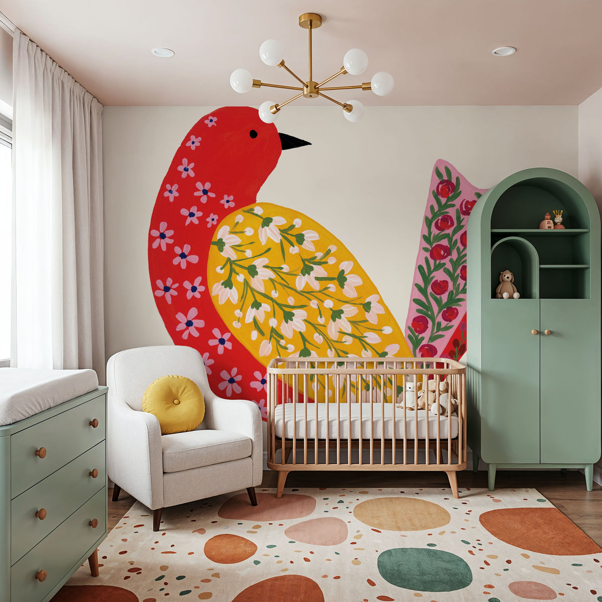 Blooming Bird I Mural Wallpaper - room preview 02