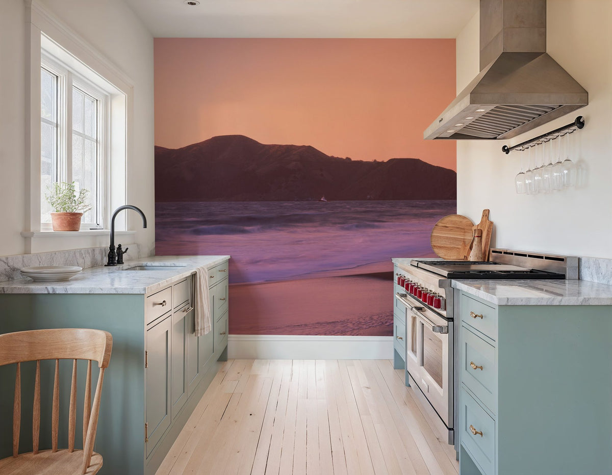 Crimson Bridge Twilight Red Mural Wallpaper - room preview 02