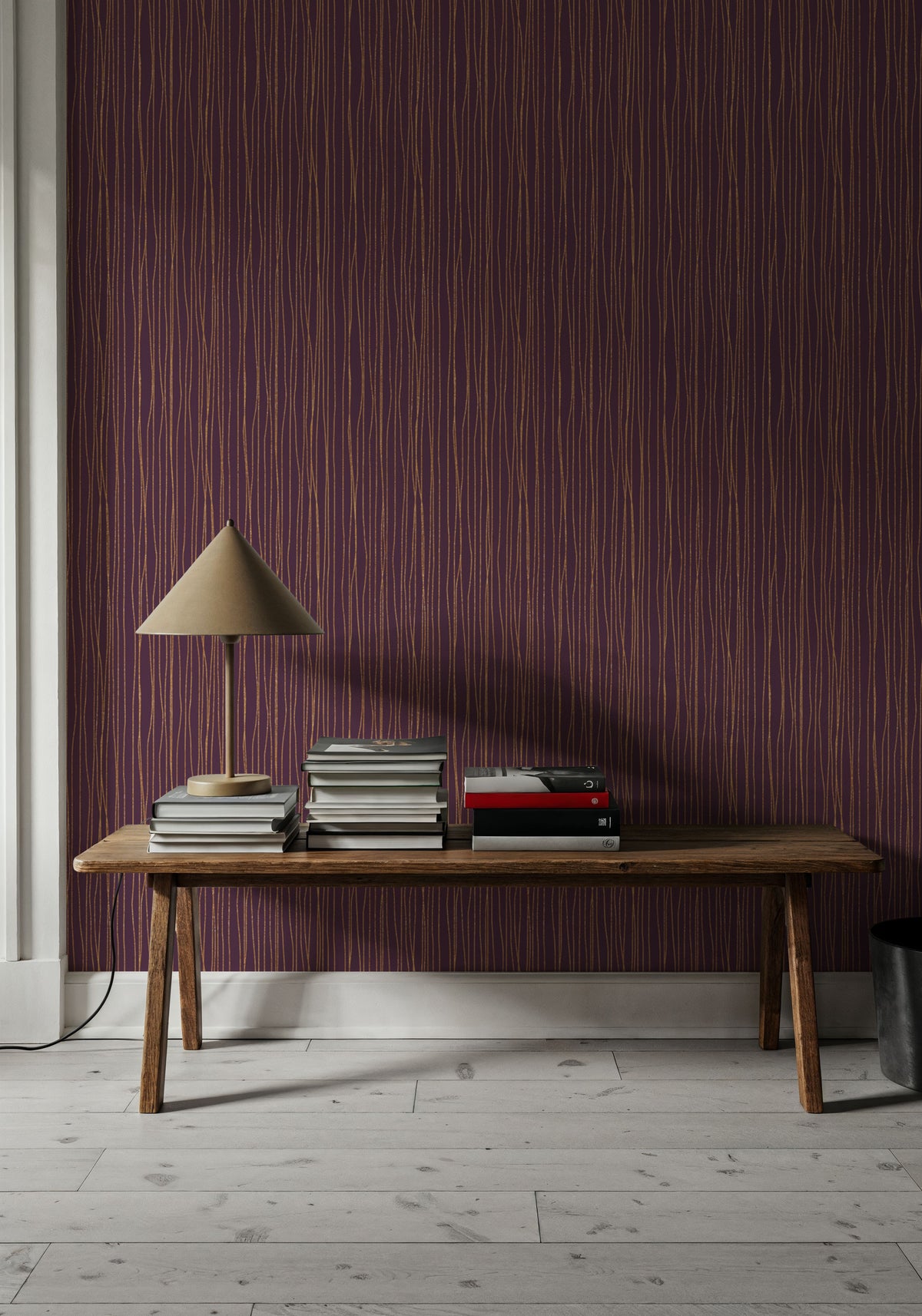 Lone Lines Purple Mural Wallpaper - room preview 02
