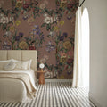 Floral Gaze, Peach Mocha Mural Wallpaper - room preview 02